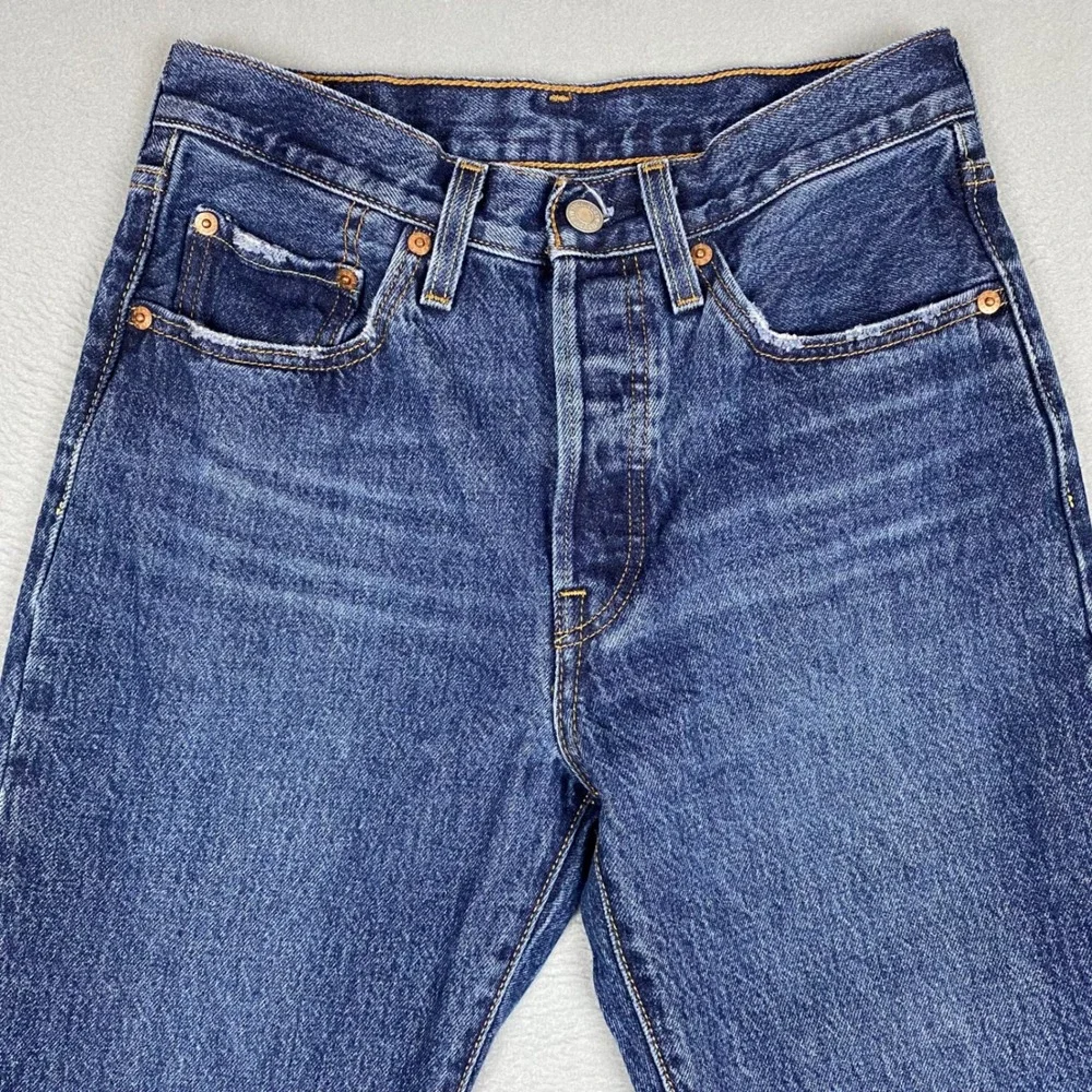 Levis 501 Original Straight Leg Button Fly Jeans Mens 26 Blue‎ Indigo